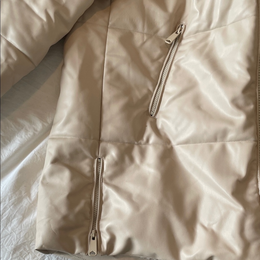 Zara Beige Hooded Puffer Coat - Picture 8 of 9